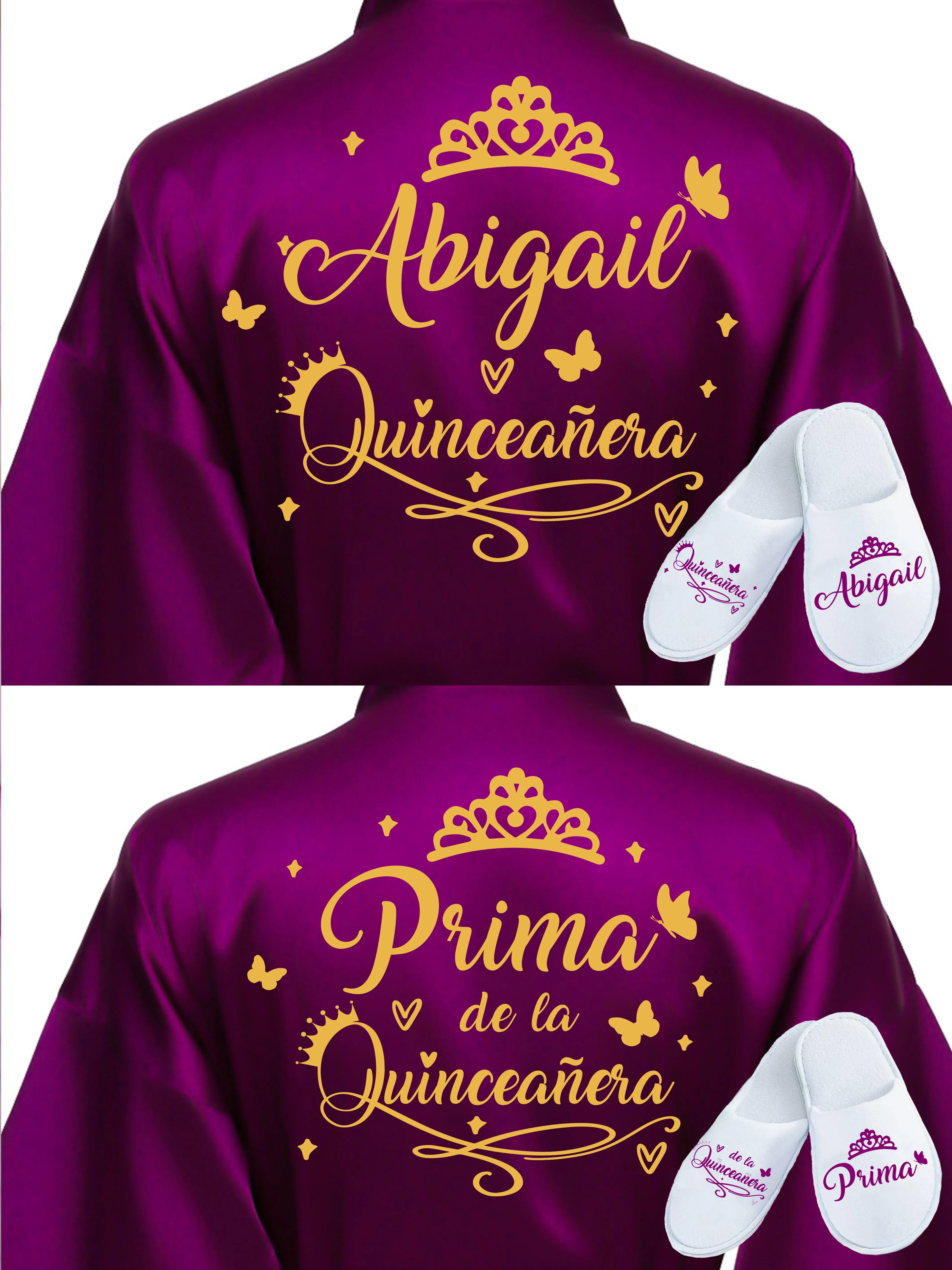 2 Batas y zapatillas Quinceanera Plum and purple