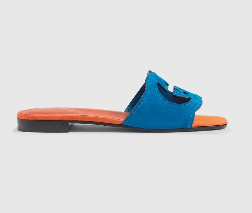 2021 slipper Luxury designer leather ladies sandals summer flat shoes fashion beach women slippers letter drag 35-42
