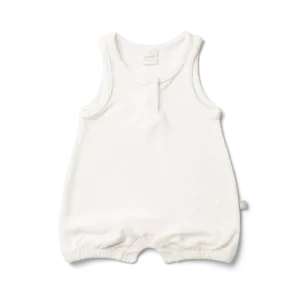 Bamboo Organic Cotton Terry Romper - Cloud 