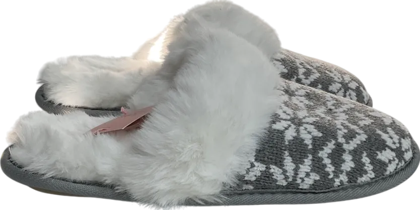 boux avenue Grey Fairisle Slippers UK 5 EU 38 