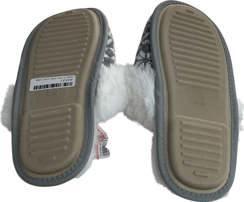 boux avenue Grey Fairisle Slippers UK 5 EU 38 