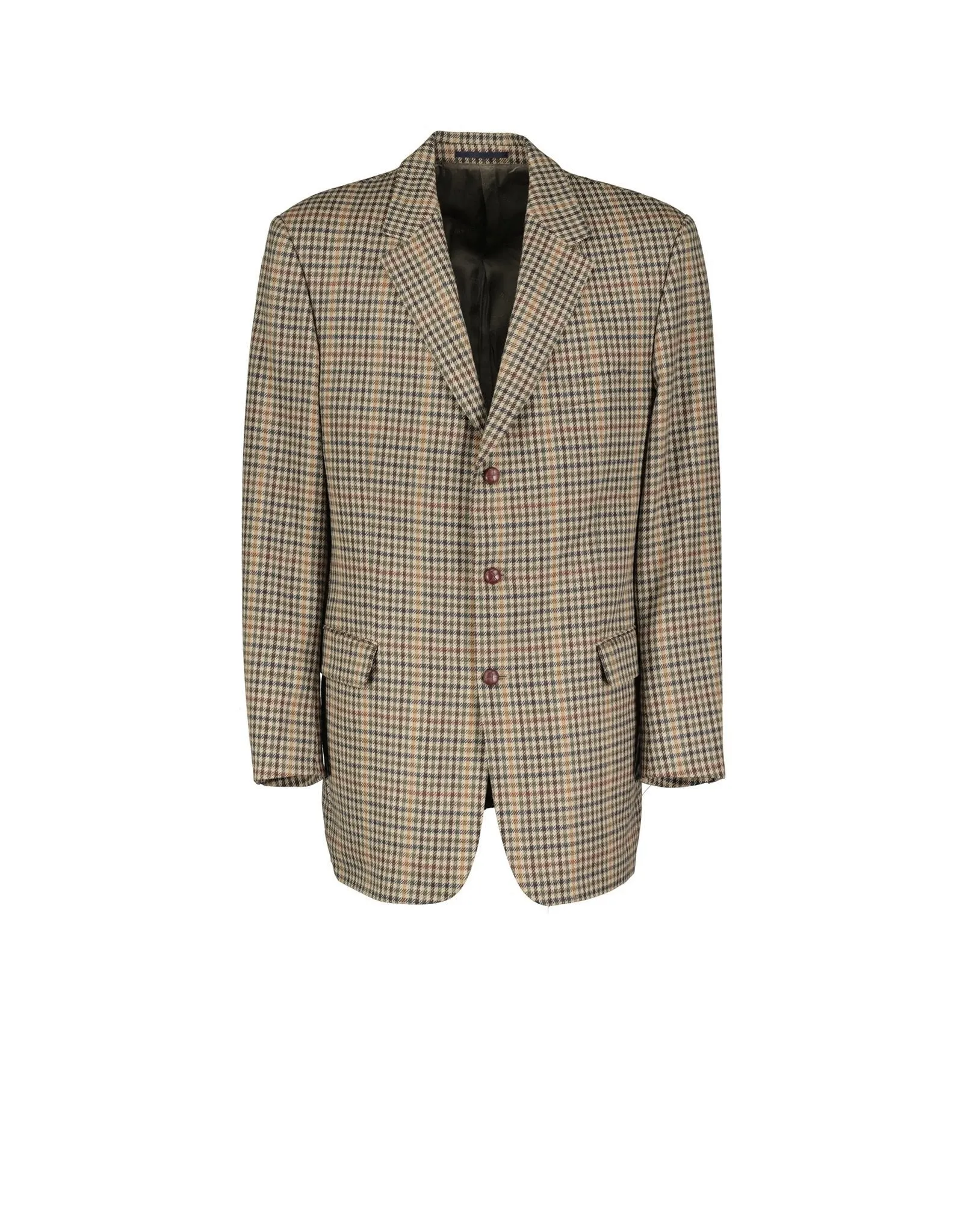 Burberry Gun Club Check 3 Leather Button Blazer, US 46L, EU 110