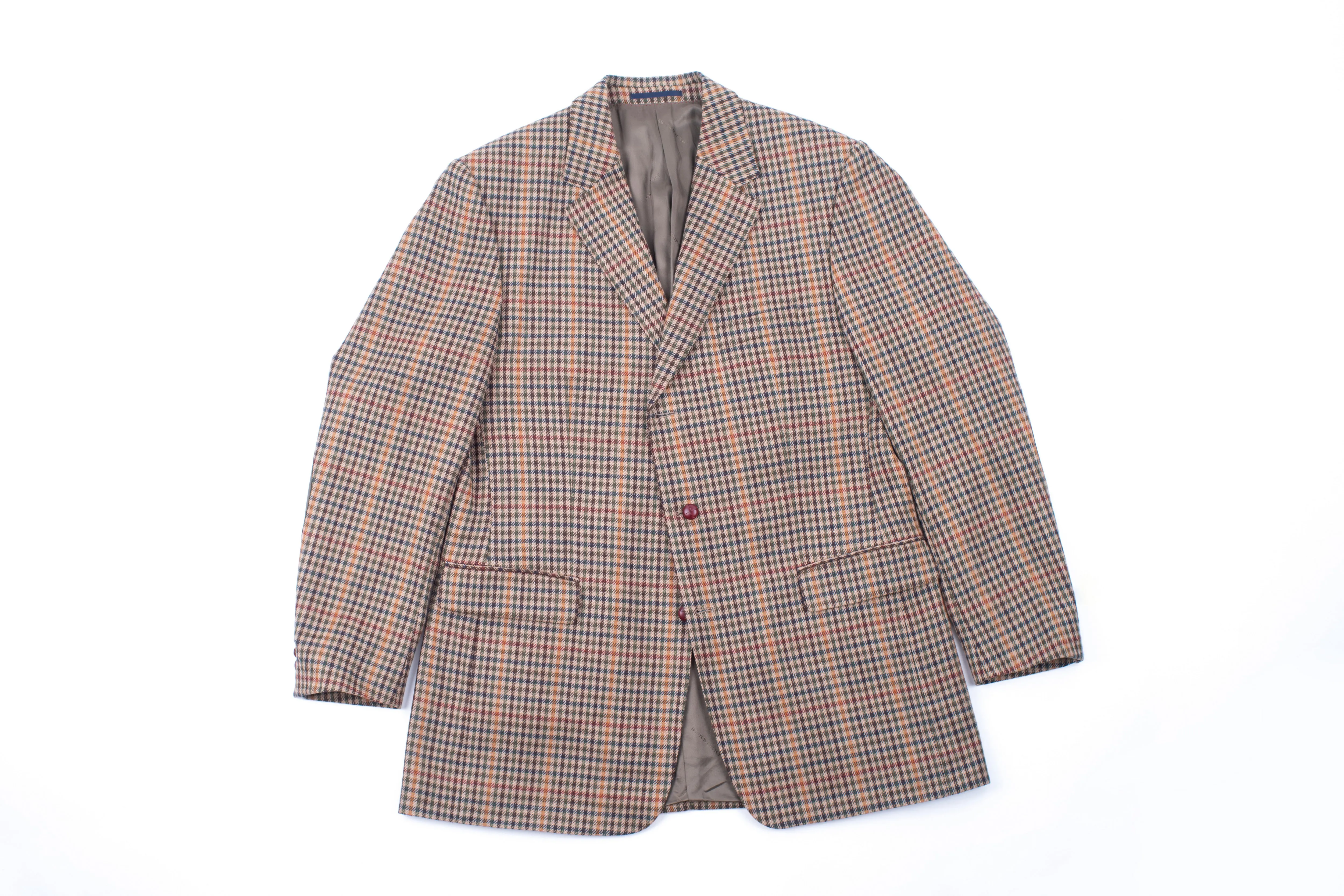 Burberry Gun Club Check 3 Leather Button Blazer, US 46L, EU 110