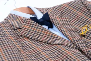 Burberry Gun Club Check 3 Leather Button Blazer, US 46L, EU 110