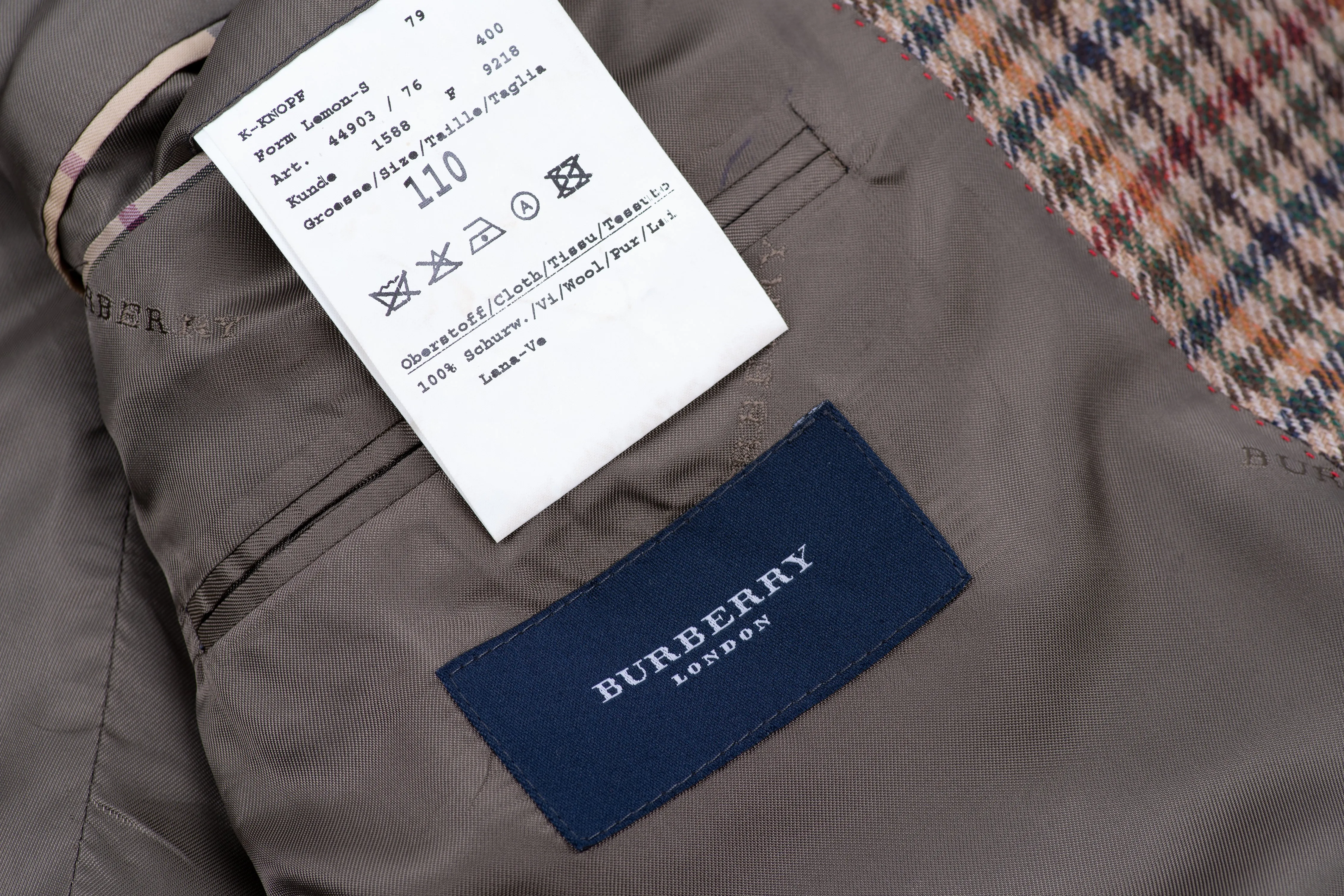 Burberry Gun Club Check 3 Leather Button Blazer, US 46L, EU 110