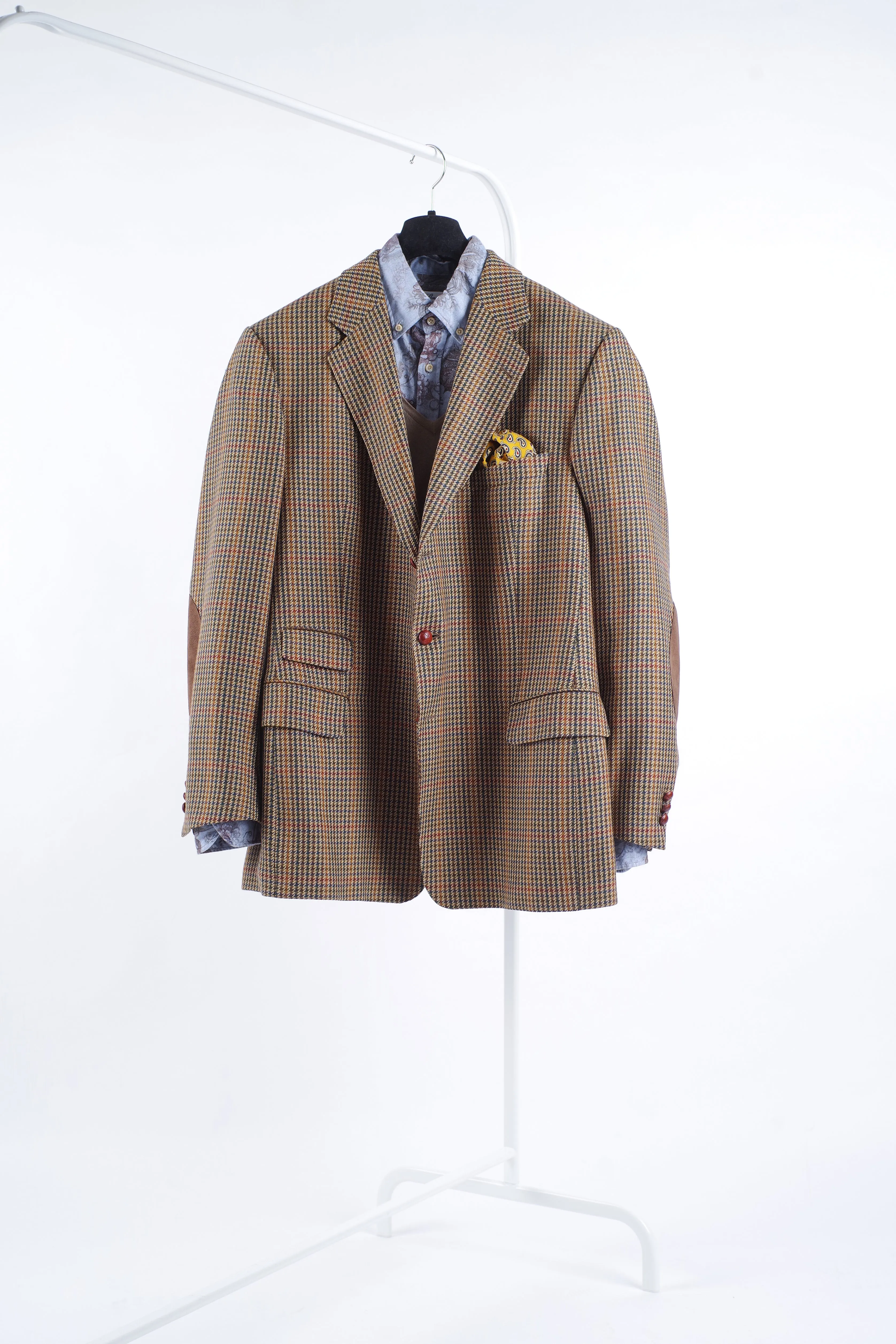 Burberry Vintage Gun Club Check Leather Buttons Blazer, US 44L , EU 54L