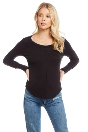 Chaser Cozy Rib Long Sleeve Seamed Shirttail Raglan Cuffed Tee