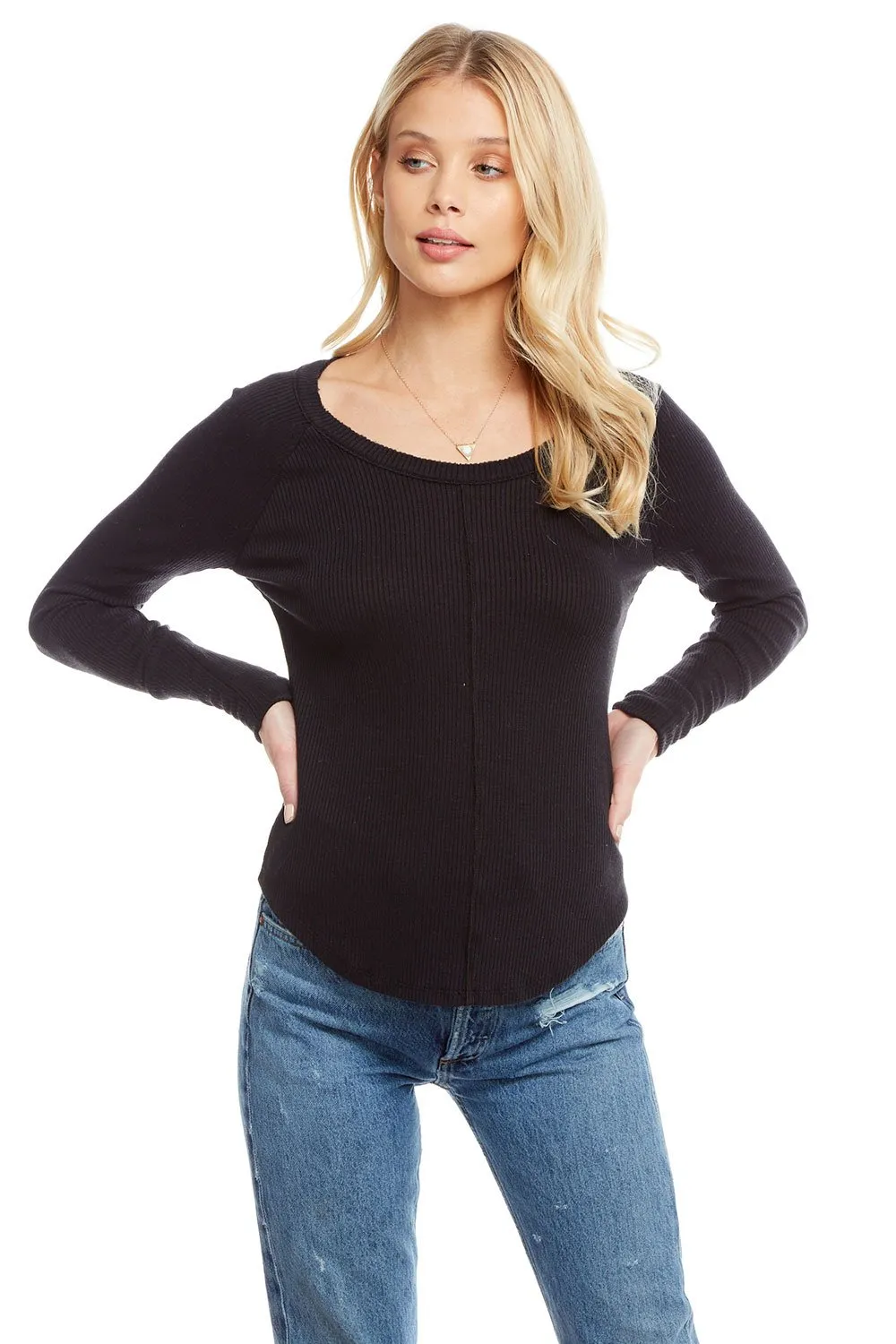 Chaser Cozy Rib Long Sleeve Seamed Shirttail Raglan Cuffed Tee