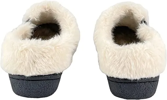 Clarks Grey Suede Leather Faux Fur Lined Comfortable Round Toe Ankle Slippers