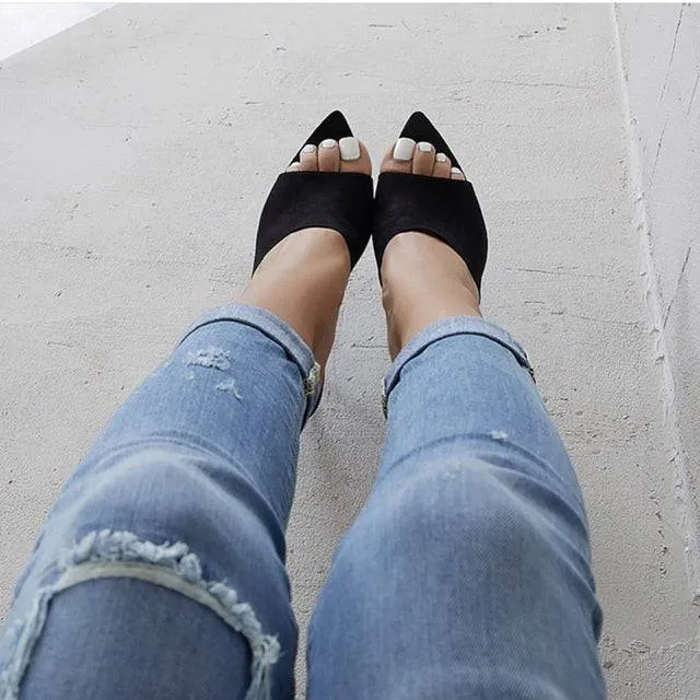 European Station Sandals Candy Color Luxury Rabbit Fur High Heel Sandals Slippers