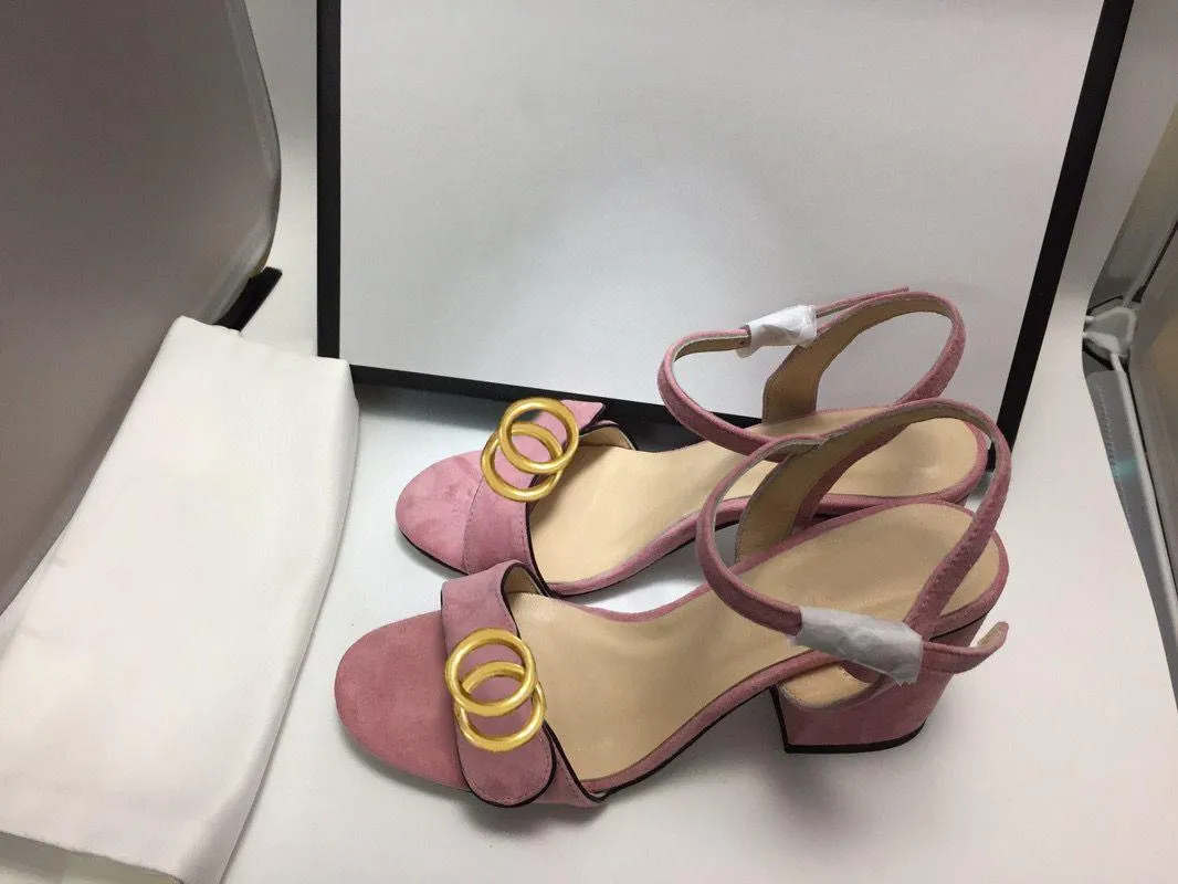 Fashion Sandals Classic Sexy High Heels Suede Women's Metal Leather Women's Dance Shoes High Heel Sandals Party Design Buckle Thick Heels