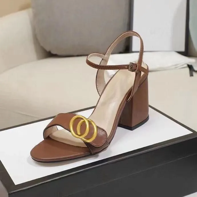 Fashion Sandals Classic Sexy High Heels Suede Women's Metal Leather Women's Dance Shoes High Heel Sandals Party Design Buckle Thick Heels
