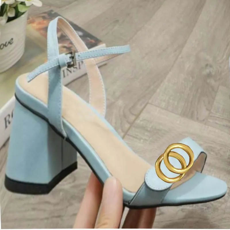 Fashion Sandals Classic Sexy High Heels Suede Women's Metal Leather Women's Dance Shoes High Heel Sandals Party Design Buckle Thick Heels