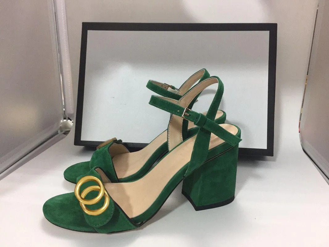 Fashion Sandals Classic Sexy High Heels Suede Women's Metal Leather Women's Dance Shoes High Heel Sandals Party Design Buckle Thick Heels