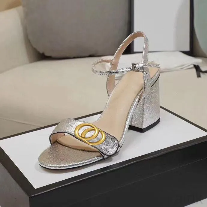 Fashion Sandals Classic Sexy High Heels Suede Women's Metal Leather Women's Dance Shoes High Heel Sandals Party Design Buckle Thick Heels