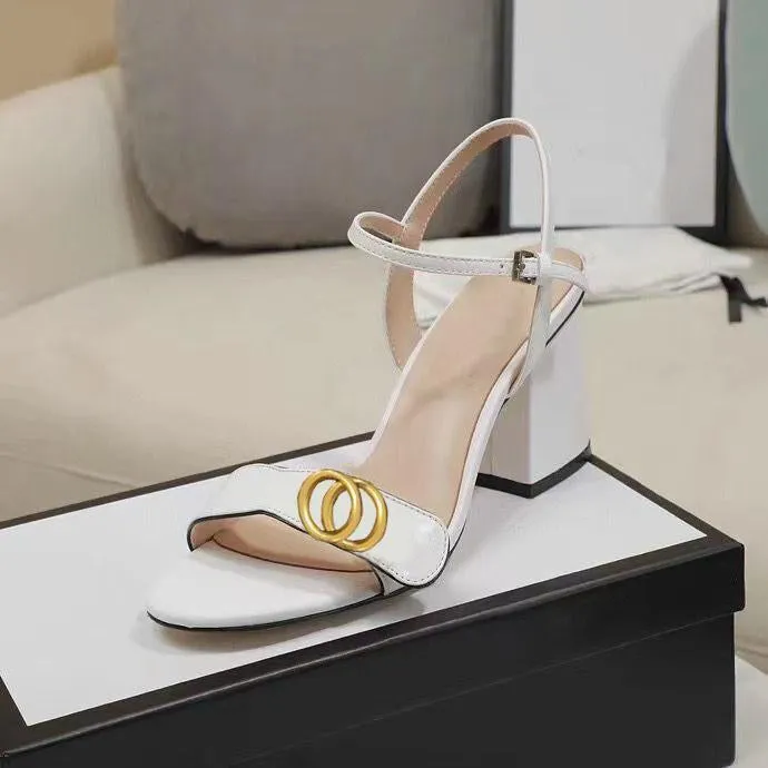 Fashion Sandals Classic Sexy High Heels Suede Women's Metal Leather Women's Dance Shoes High Heel Sandals Party Design Buckle Thick Heels