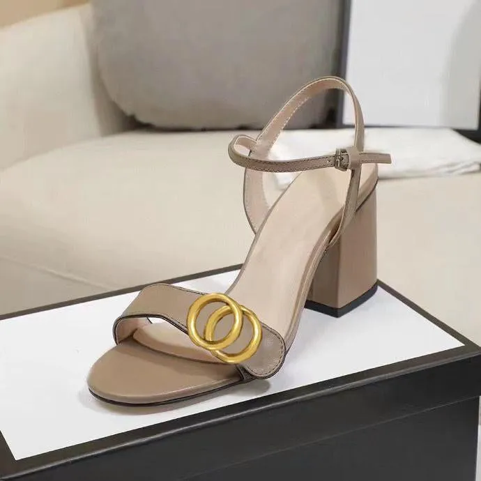 Fashion Sandals Classic Sexy High Heels Suede Women's Metal Leather Women's Dance Shoes High Heel Sandals Party Design Buckle Thick Heels