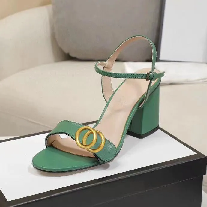 Fashion Sandals Classic Sexy High Heels Suede Women's Metal Leather Women's Dance Shoes High Heel Sandals Party Design Buckle Thick Heels