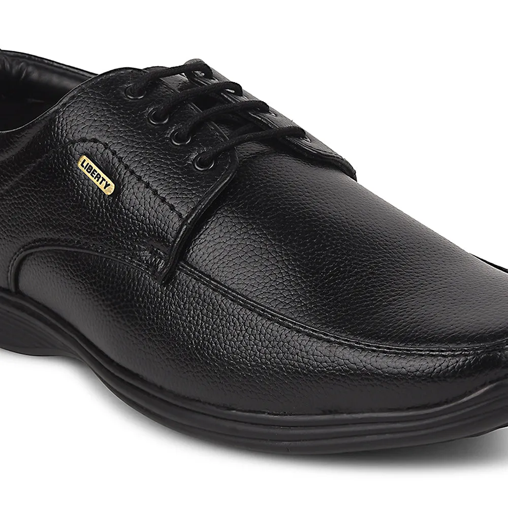 Fortune Black Formal Lacing Derby Shoes For Men R573-05 By Liberty
