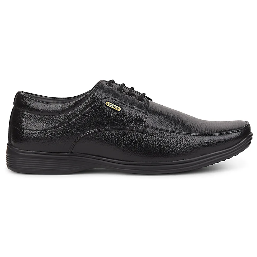 Fortune Black Formal Lacing Derby Shoes For Men R573-05 By Liberty