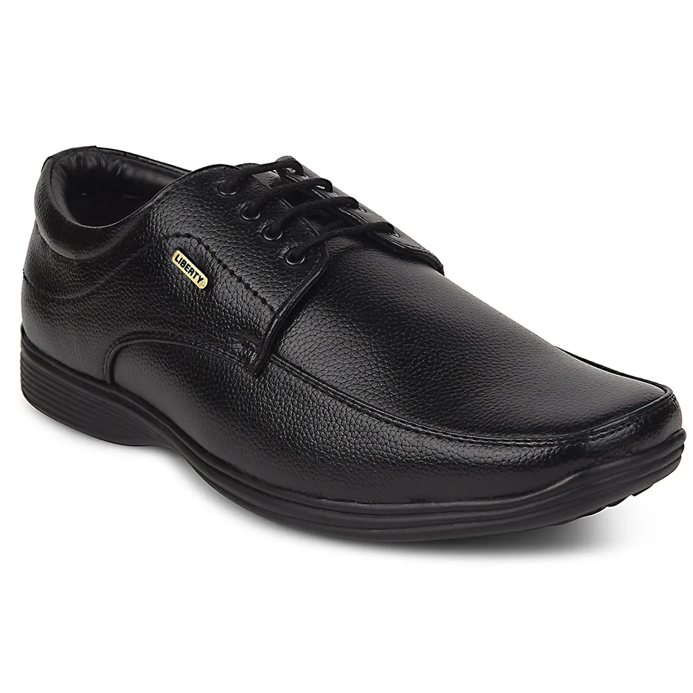 Fortune Black Formal Lacing Derby Shoes For Men R573-05 By Liberty