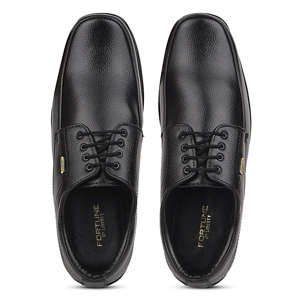 Fortune Black Formal Lacing Derby Shoes For Men R573-05 By Liberty