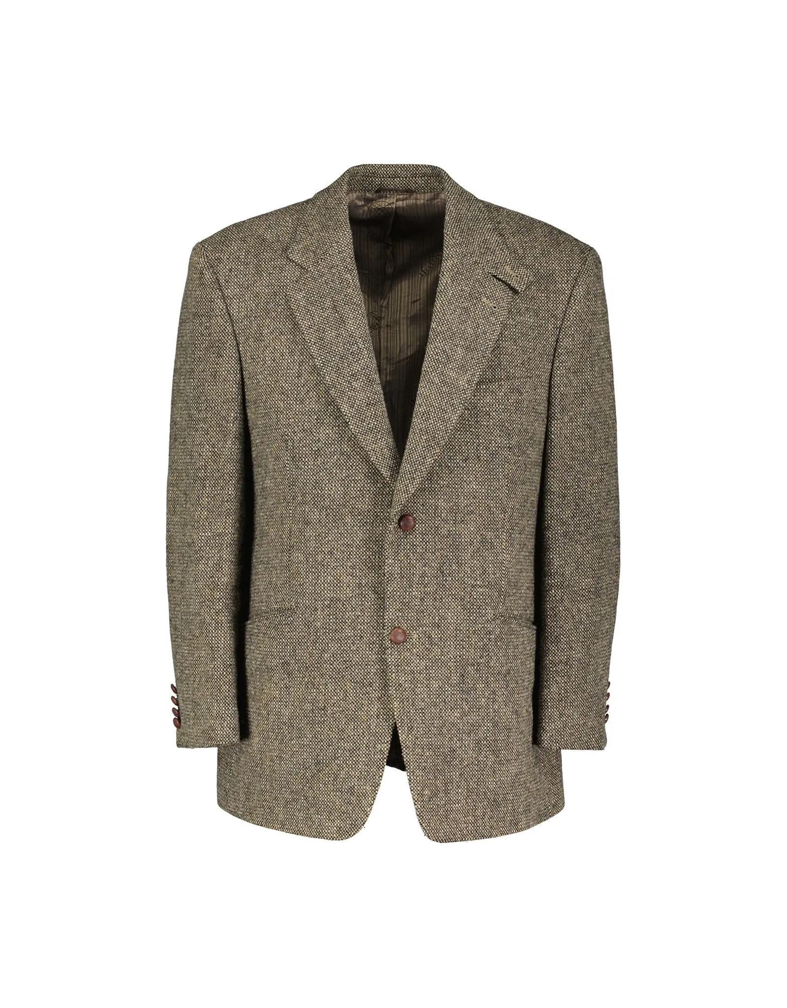 Harris Tweed for Mario Barutti Brown Superfine Wool Blazer, Size US 46S, EU 28