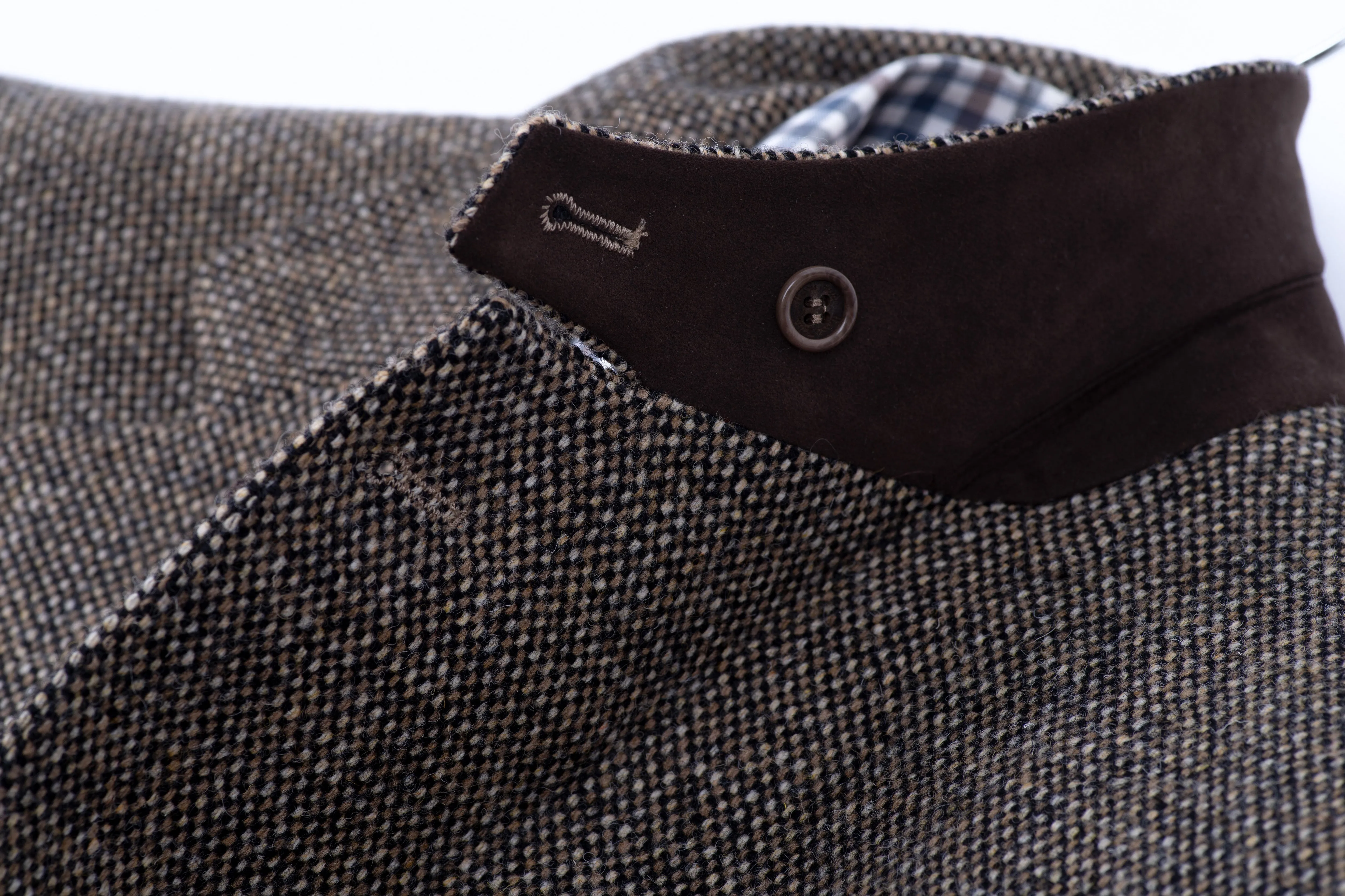 Harris Tweed for Mario Barutti Brown Superfine Wool Blazer, Size US 46S, EU 28