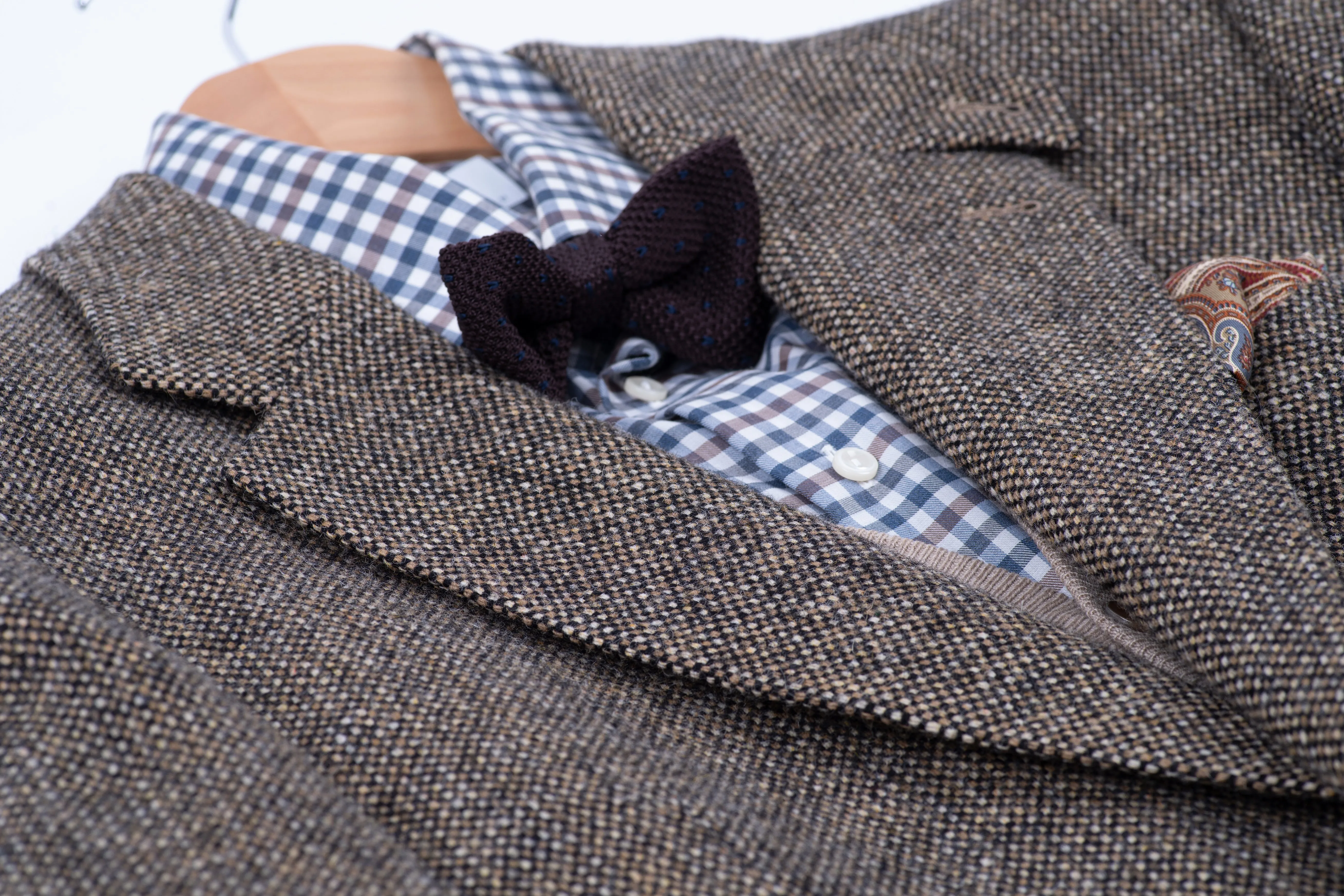 Harris Tweed for Mario Barutti Brown Superfine Wool Blazer, Size US 46S, EU 28