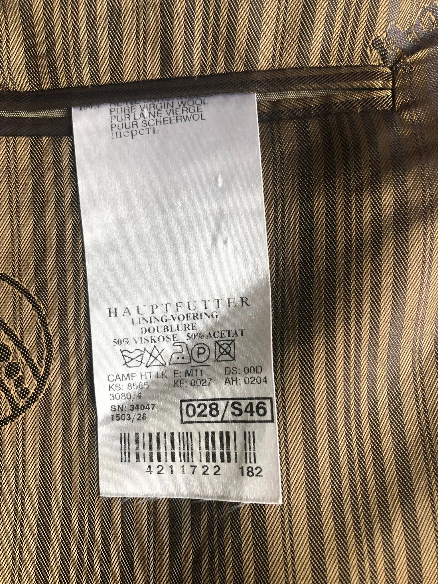 Harris Tweed for Mario Barutti Brown Superfine Wool Blazer, Size US 46S, EU 28