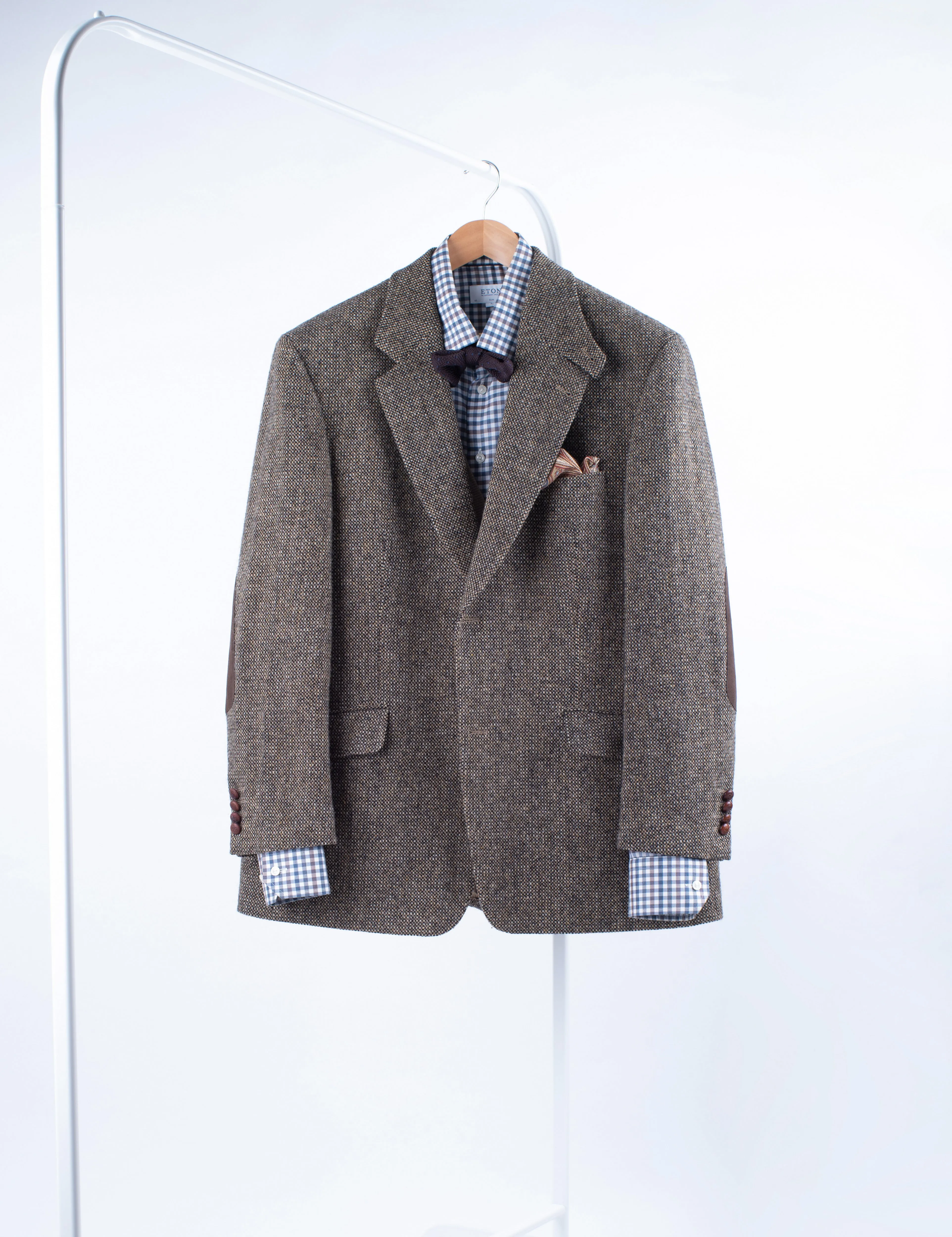 Harris Tweed for Mario Barutti Brown Superfine Wool Blazer, Size US 46S, EU 28