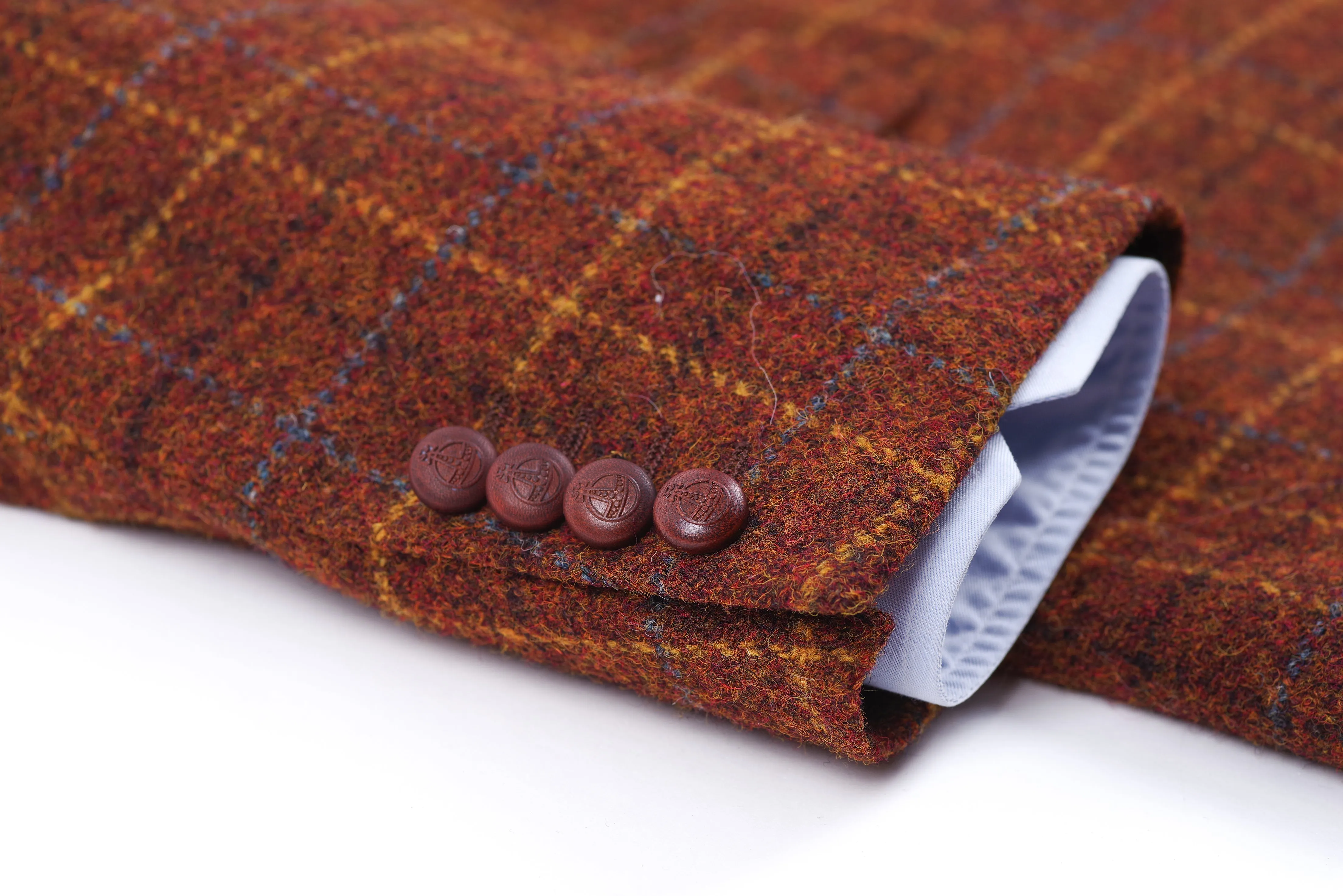 Harris Tweed x Mario Barutti Brown Tweed Wool Window Pane Blazer, US 46L, EU 56L