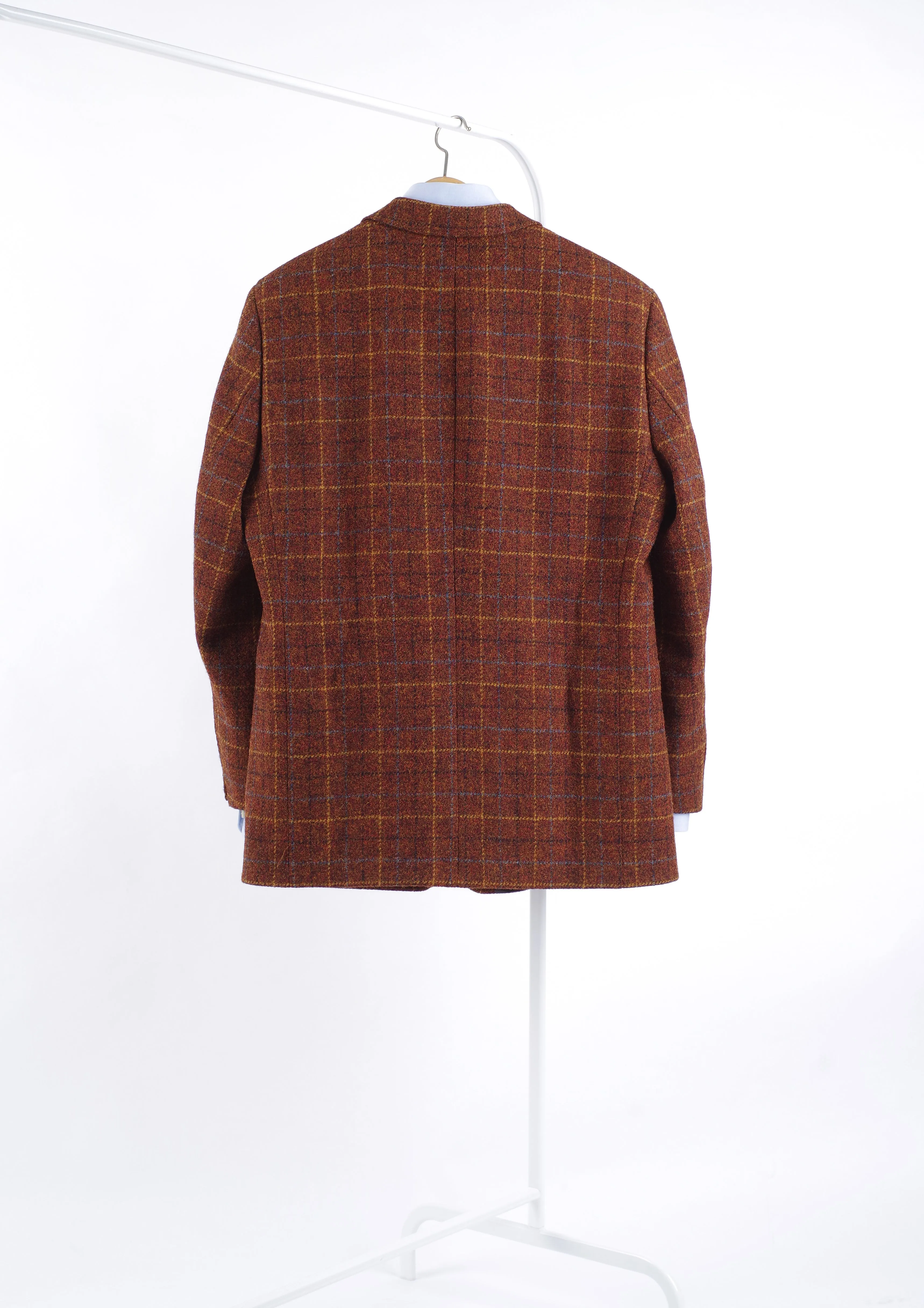 Harris Tweed x Mario Barutti Brown Tweed Wool Window Pane Blazer, US 46L, EU 56L