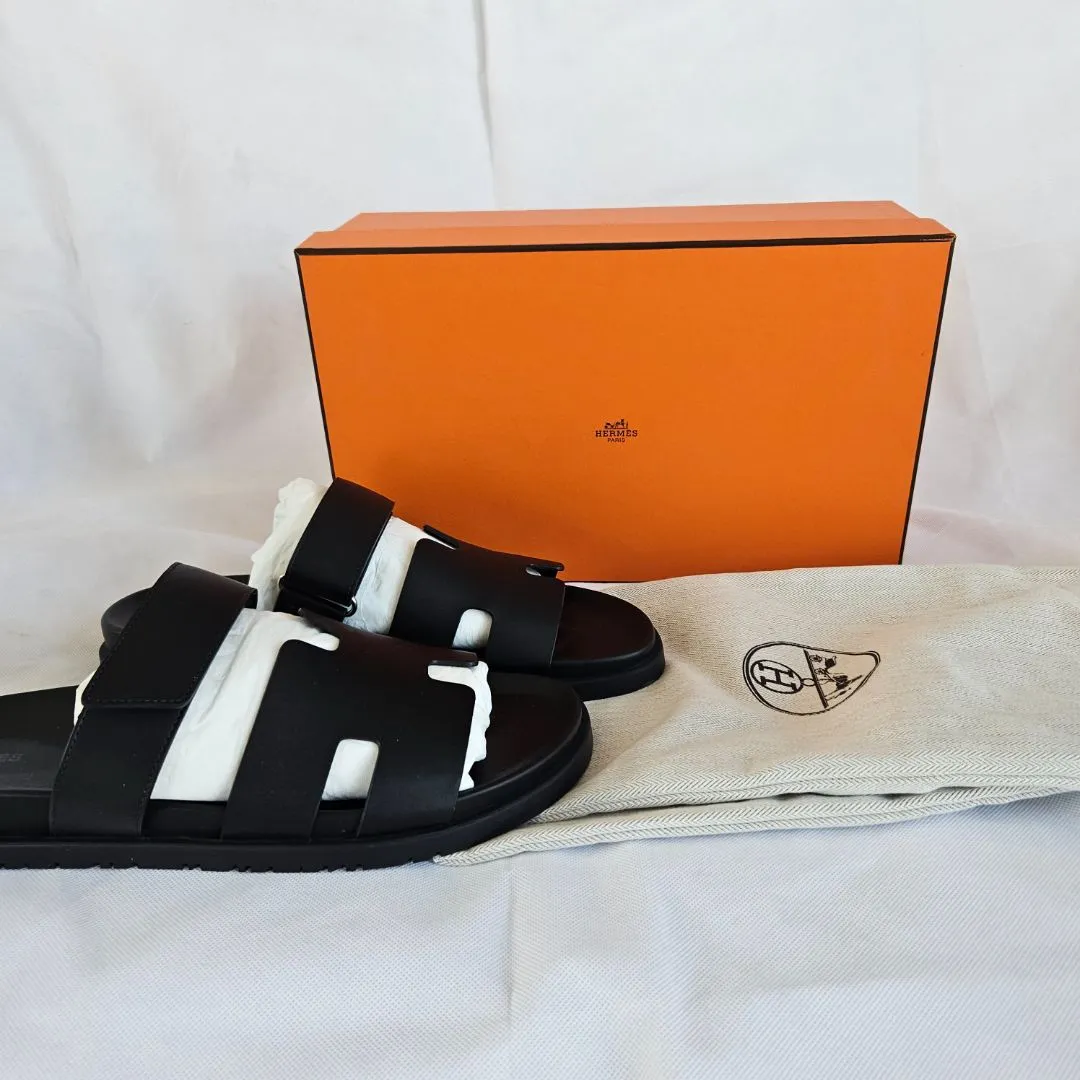 Hermès Black Leather Men Chypre, 45