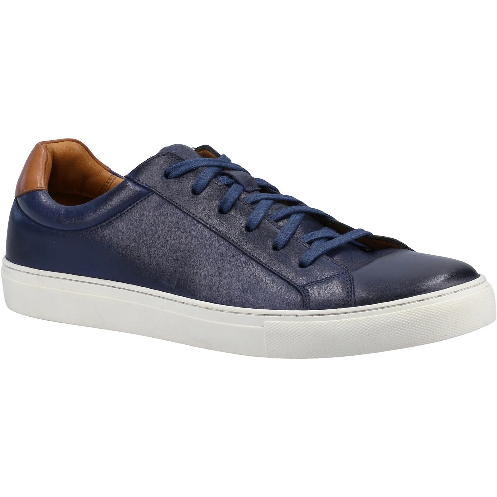 Hush Puppies Mens Colton Leather Trainers - Navy
