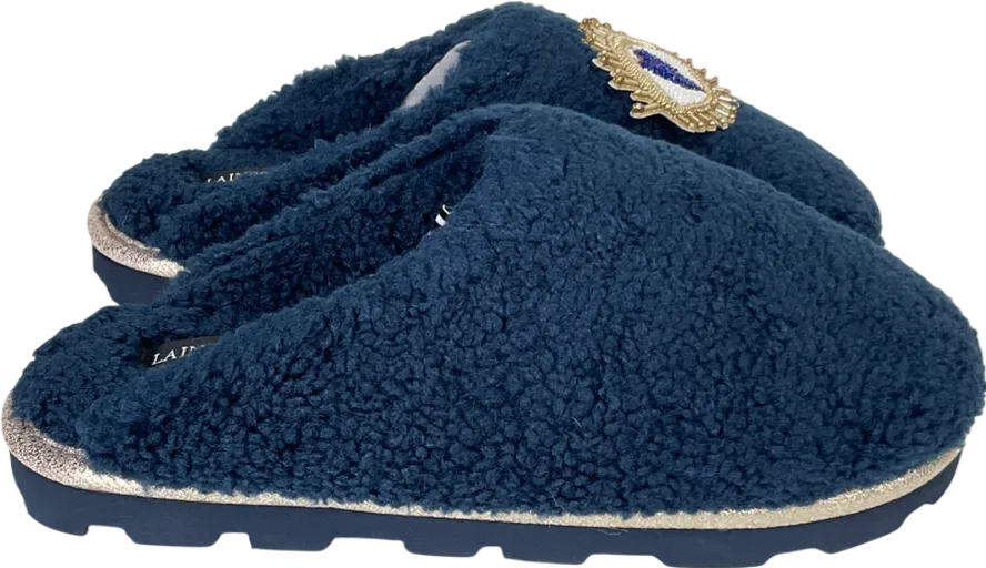 Laines London Luxury  Blue Evil Eye Slippers UK M