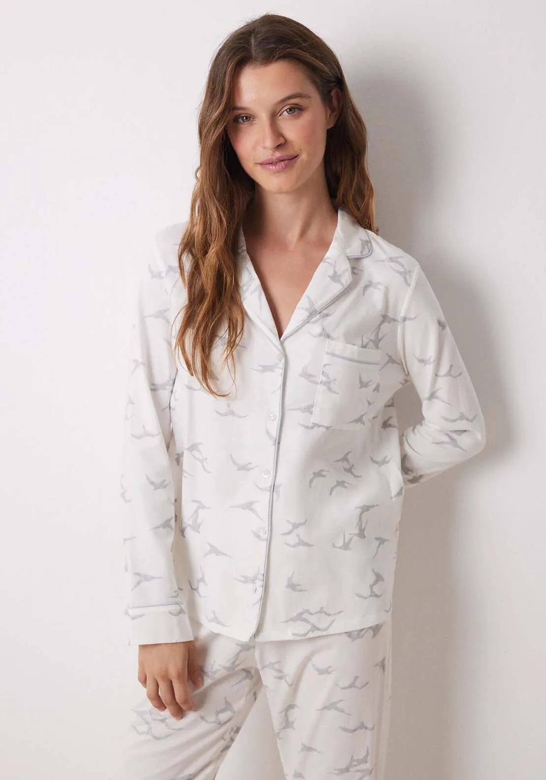 Long Sleeves Masculine Pyjama - White