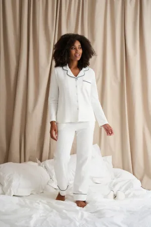 Luxury Suite Waffle PJ Set in White