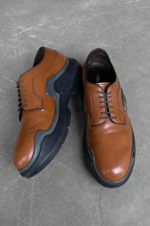 MADE IN ITALY 15AW PLATE LEATHER DERBY SHOES / BROWN [SIZE: US9.0(27.0cm) USED]