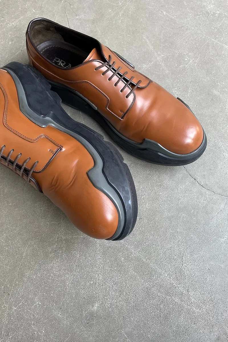 MADE IN ITALY 15AW PLATE LEATHER DERBY SHOES / BROWN [SIZE: US9.0(27.0cm) USED]