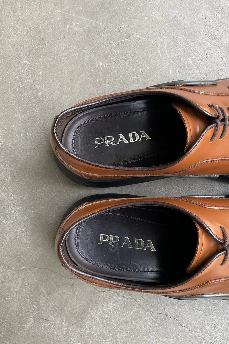 MADE IN ITALY 15AW PLATE LEATHER DERBY SHOES / BROWN [SIZE: US9.0(27.0cm) USED]