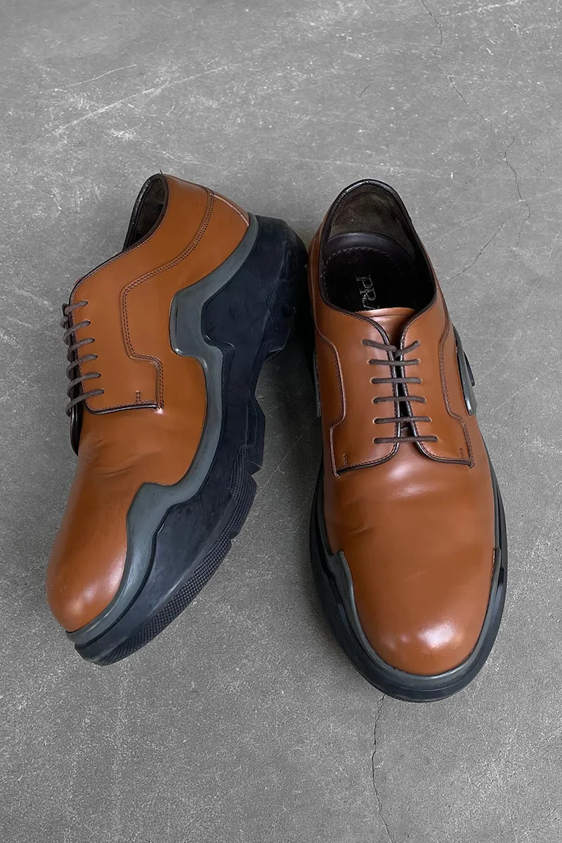 MADE IN ITALY 15AW PLATE LEATHER DERBY SHOES / BROWN [SIZE: US9.0(27.0cm) USED]