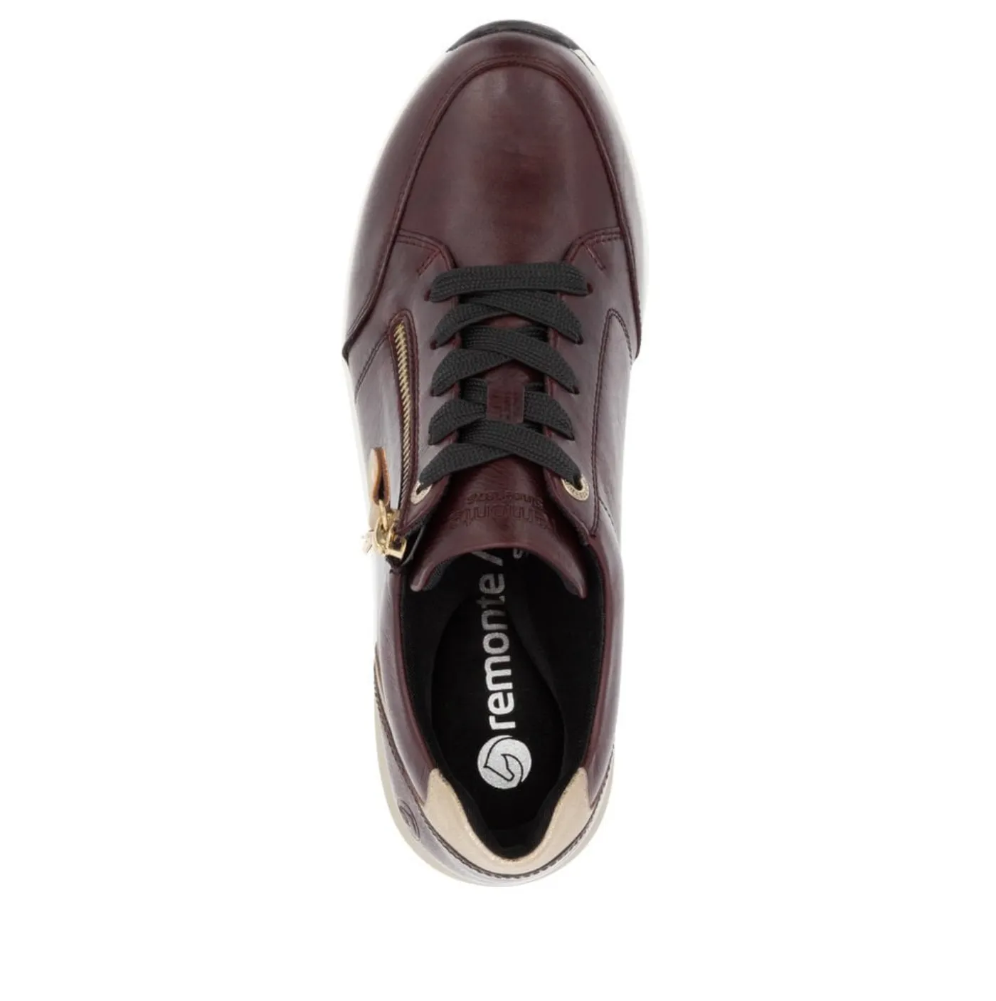 Remonte Womens Extra Wide Leather Trainers - Maroon