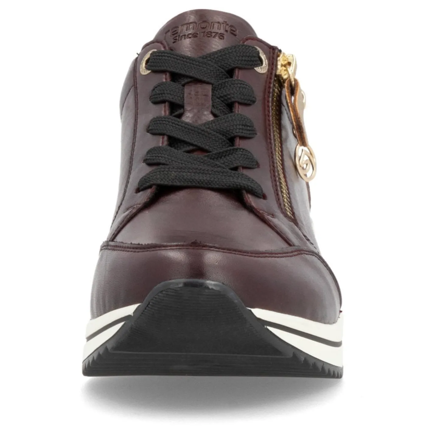 Remonte Womens Extra Wide Leather Trainers - Maroon