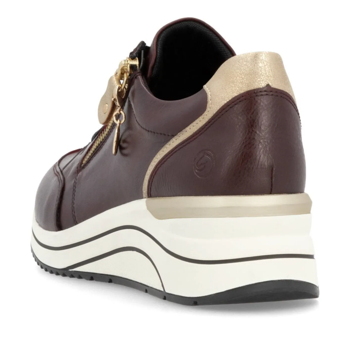 Remonte Womens Extra Wide Leather Trainers - Maroon
