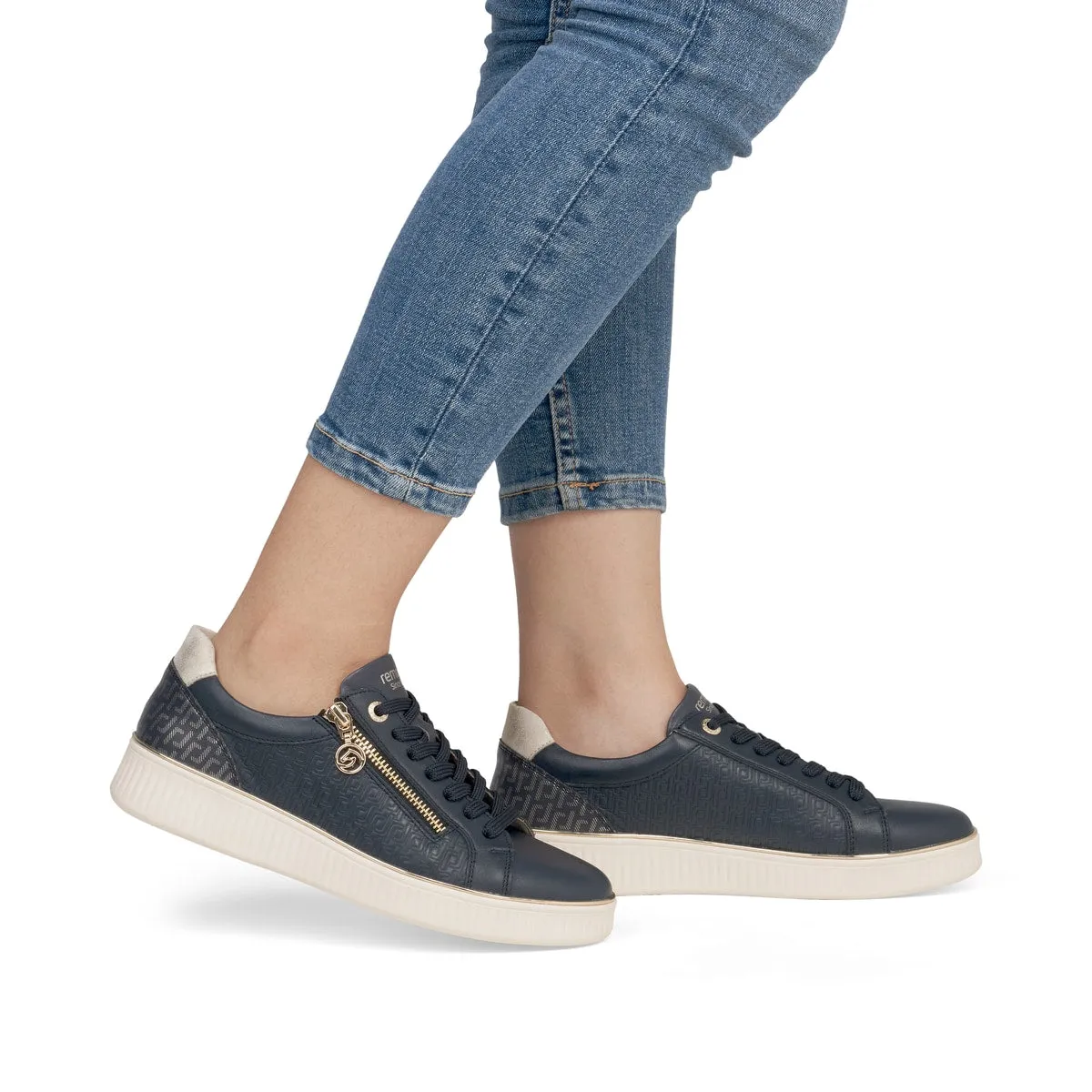Remonte Womens Leather Trainers - Navy