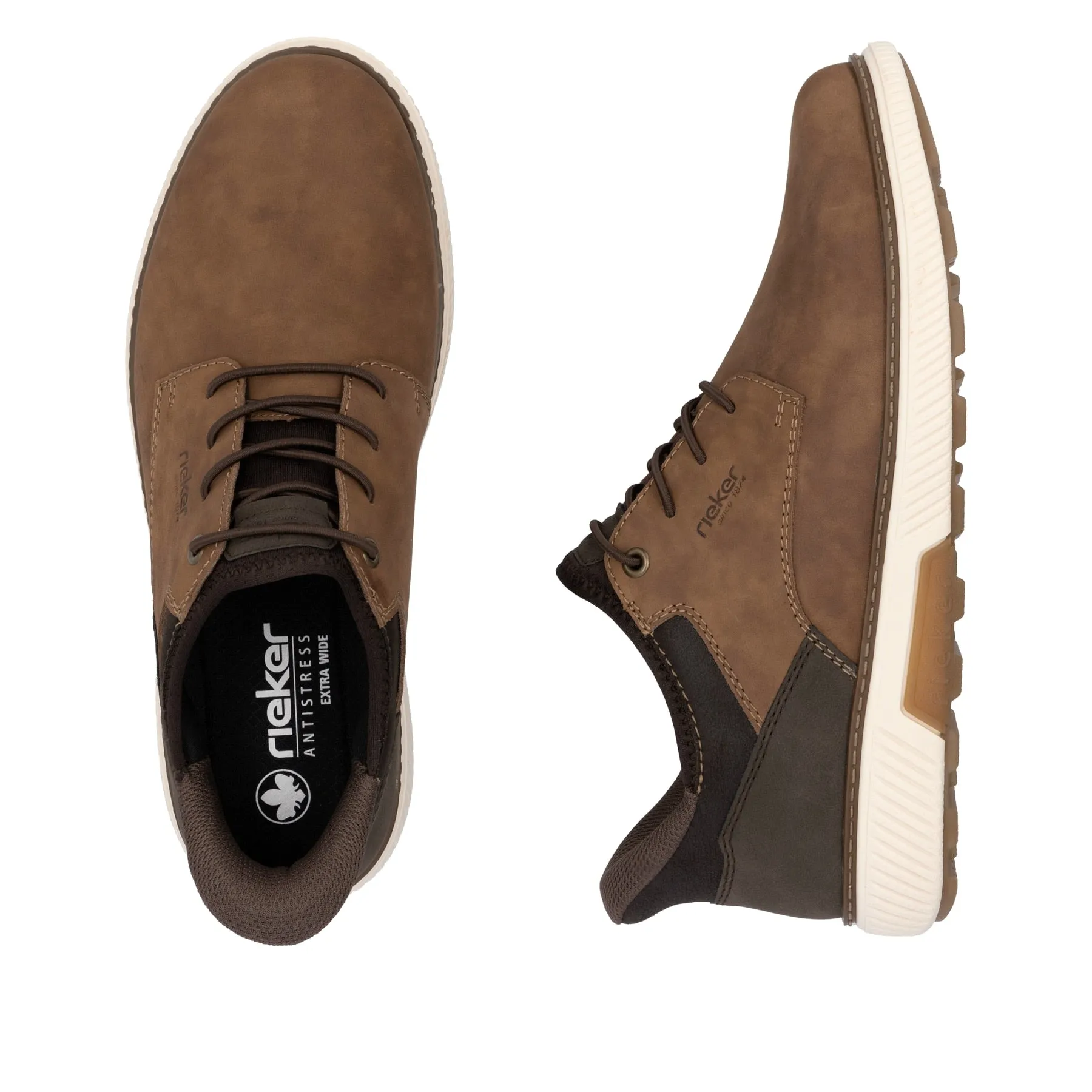 Rieker Mens Slip On Wide Leather Shoe - Brown