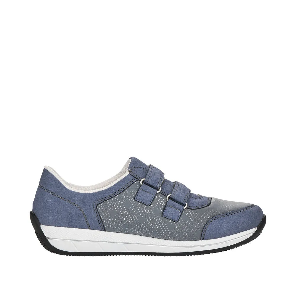 Rieker N1168-14 Ladies Jeans Blue Textile Touch Fastening Shoes