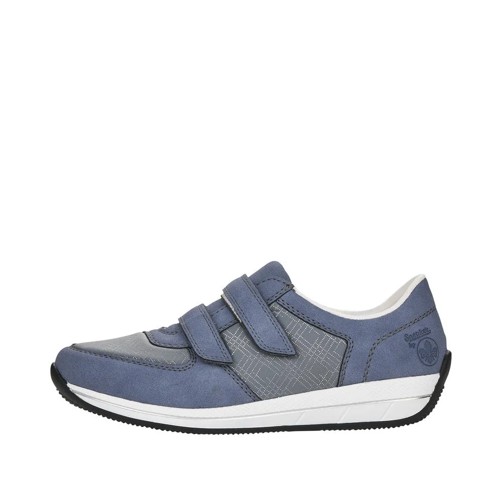 Rieker N1168-14 Ladies Jeans Blue Textile Touch Fastening Shoes