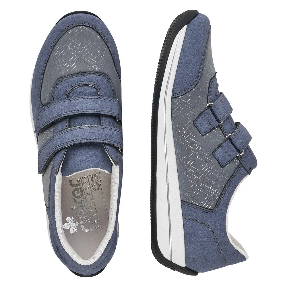 Rieker N1168-14 Ladies Jeans Blue Textile Touch Fastening Shoes